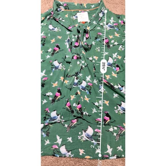 Anthropologie Conversations #20 Of 52 Blouse Bird Floral Tie Front Top Womens 8 - Picture 8 of 8